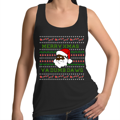 'Merry XMAS Ya Dumb Dawg' Womens Singlet